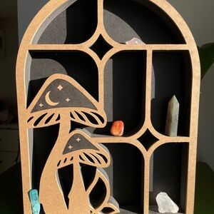 Mushroom Design Wall Shelf - Brown